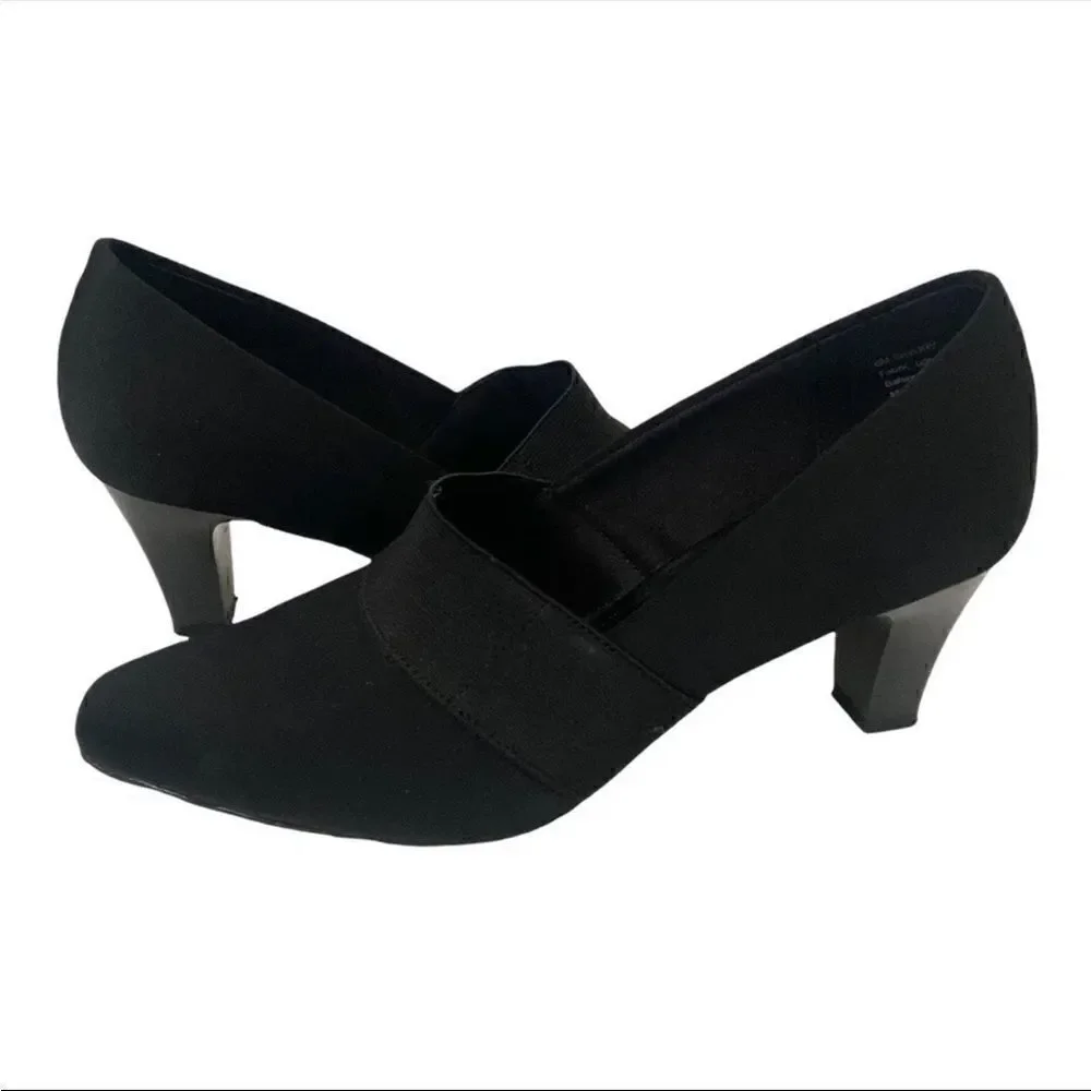 Coach and Four | Black Savory Fabric Slip On Elastic Heels In Women’s | 6.5M